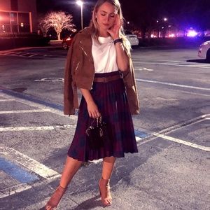 Hotouch Women's Plaid Flared Skirt A- Tartan Pleat